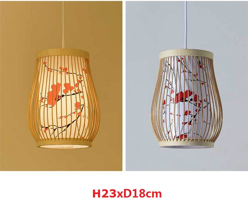 Chinese Bamboo Retro Hanging Light Fixtures Wicker Pendant  Light