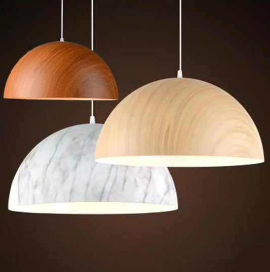 Nordic Modern Marble and Wood Pattern Pendant Lamp